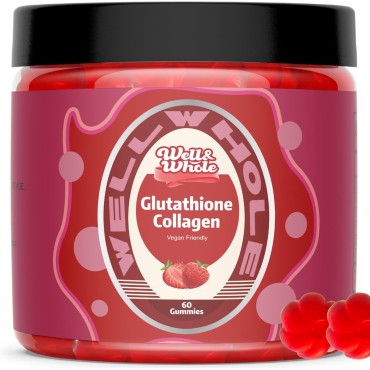 Well&Whole Glutathione Collagen Glow Gummies, Glow Beauty Collagen Gummies for Women, Strawberry Flavor, 60 Counts